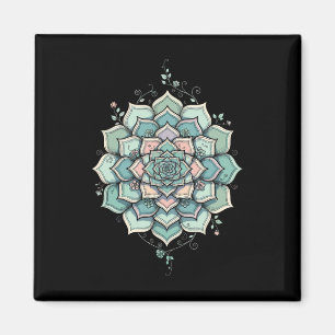 Mandala Lotus Zen Art Boho Buddha Botanical Succul Magnet