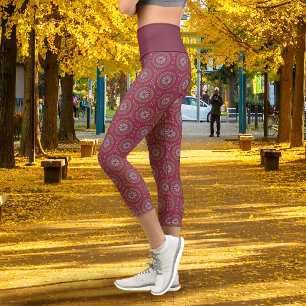 Mandala Magenta Capri Leggings