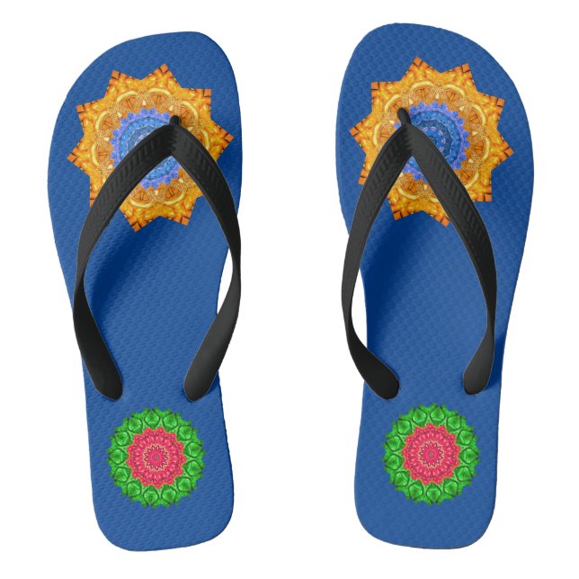 Mandala Magic Chakra Enhancing Blue Sea Thongs (Footbed)