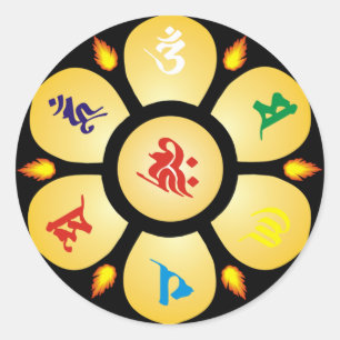 Mandala Mantra of Goddess Buddhist Sanskrit Classic Round Sticker