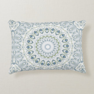 Mandala Medallion in Blue and White Decorative Cushion