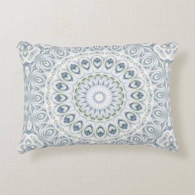 Mandala Medallion in Blue and White Decorative Cushion (Front)