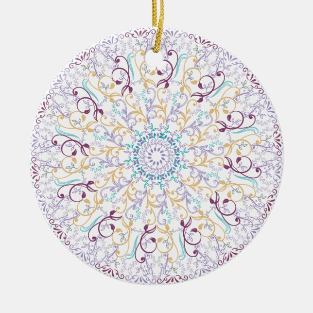 Mandala  meditation floral ceramic ornament (Front)