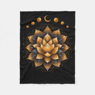 Mandala Meditation Moon Phases Yoga Design Fleece Blanket