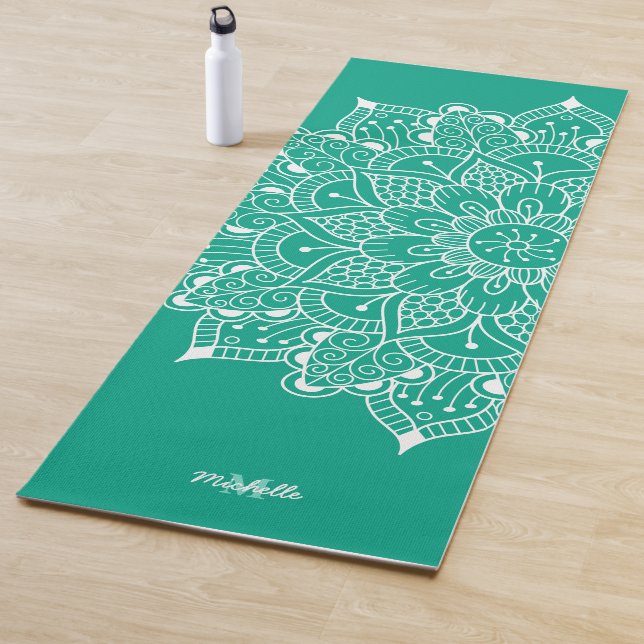 Mandala Meditation Personalised Teal Yoga Mat (In Situ)
