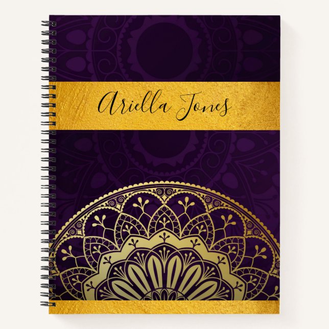 Mandala Monogram Metallic Gold Name Journal (Front)