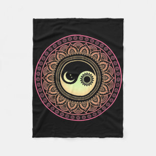 Mandala Moon And Sun Yin Yang Fleece Blanket