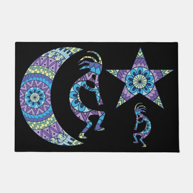 Mandala Moon Star Kokopelli Doormat (Front)