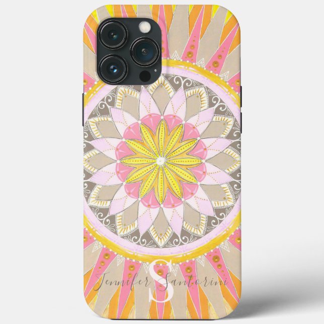 Mandala Morning Sun Monogrammed iPhone case (Back)