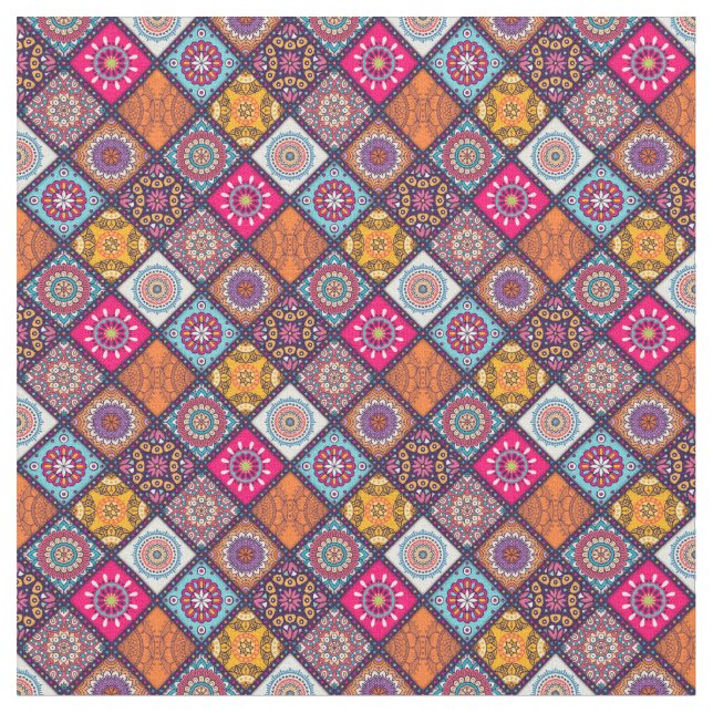 Mandala/Moroccan Tile Pattern Fabric (Close Up)