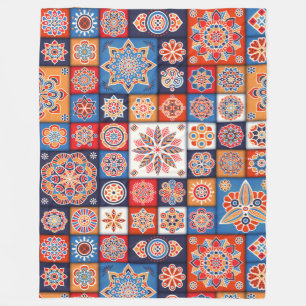 Mandala/Moroccan Tile Pattern Fleece Blanket
