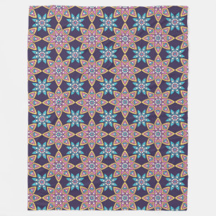 Mandala/Moroccan Tile Pattern Fleece Blanket