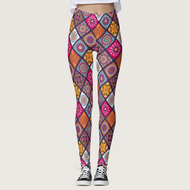 Mandala/Moroccan Tile Pattern Leggings (Front)
