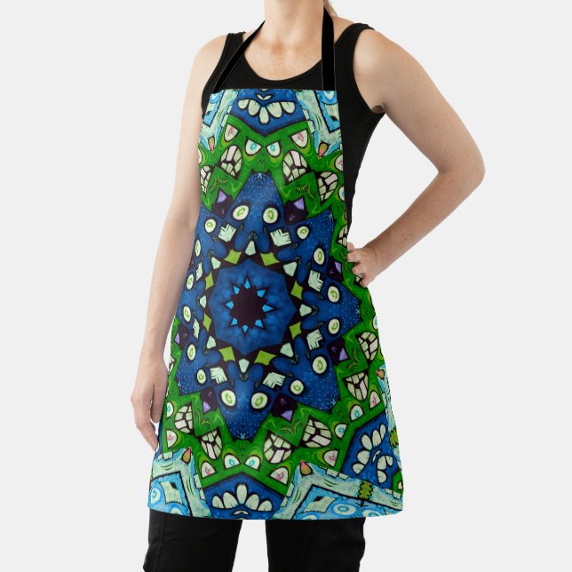 Mandala Mosaic Rosette Boho Retro Hippie Apron (Insitu)
