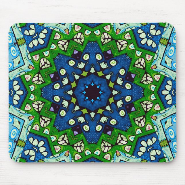 Mandala Mosaic Rosette Boho Retro Hippie Mouse Pad (Front)