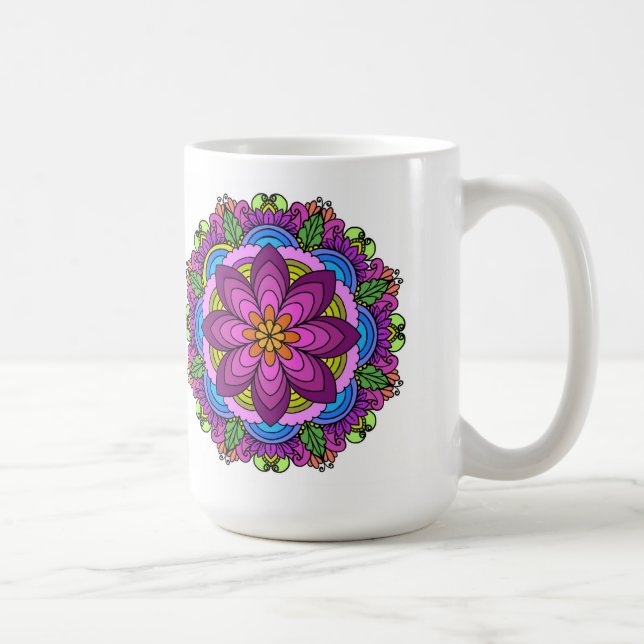 Mandala Mug: Lotus Bloom Mandala Coffee Mug (Right)