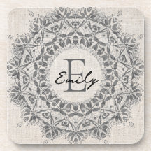 Mandala Name Monogram Monochrome Light Grey