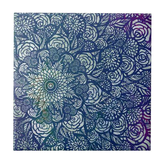 Mandala Nature Floral                              Ceramic Tile (Front)