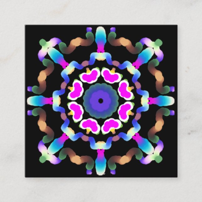 *~* Mandala Neon Healing Arts Square Business Card (Front)