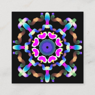*~* Mandala Neon Reiki Yoga Healing Arts Square Business Card