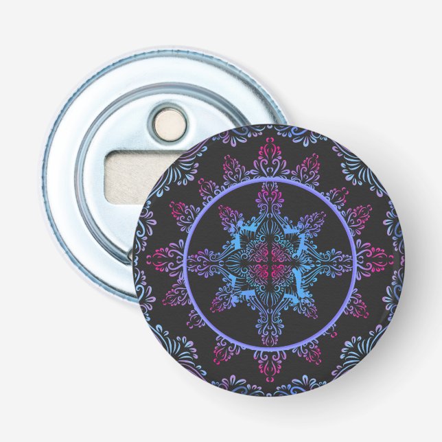 Mandala Night Flower Bottle Opener (Front)