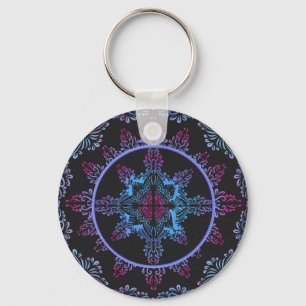 Mandala Night Flower Key Ring