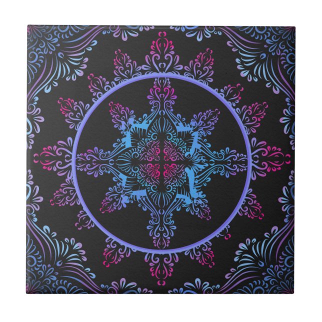 Mandala Night Flower Tile (Front)