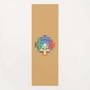 Mandala of Creation Watercolor Deep Golden Yoga Mat