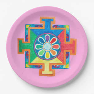 Mandala of Creation Watercolor Paper Plate
