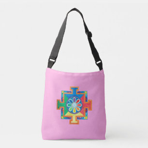 Mandala of Creation Watercolor Pink Crossbody Bag