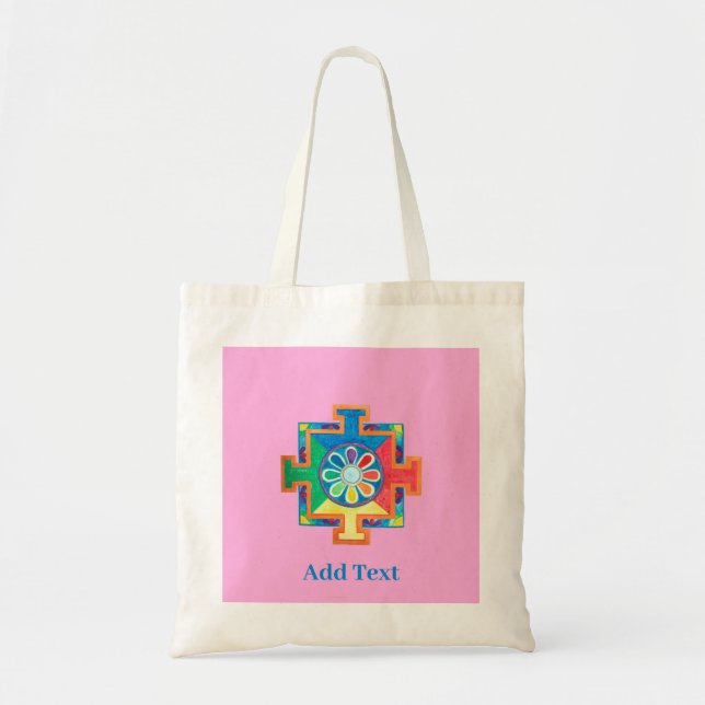 Mandala of Creation Watercolor Pink Tote Bag (Front)