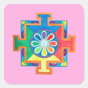 Mandala of Creation Watercolor Square Sticker