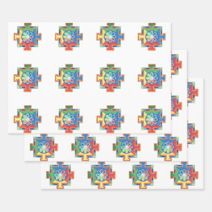 Mandala of Creation Watercolor  Wrapping Paper Sheet