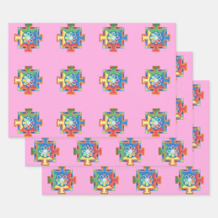 Mandala of Creation Watercolor Wrapping Paper Sheet