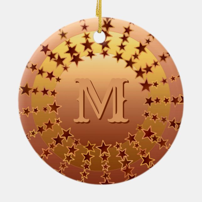 Mandala of Stars - Copper Satin Gradient Ceramic Ornament (Back)