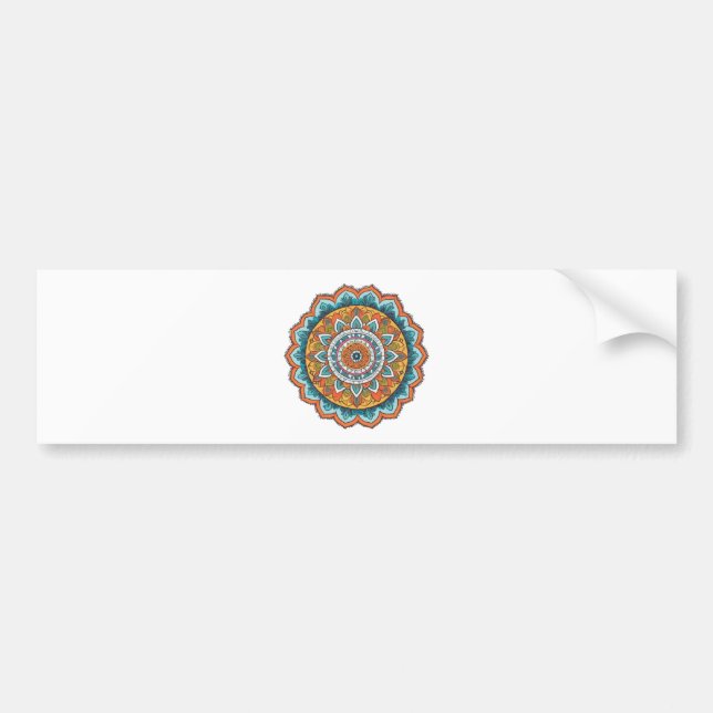 mandala of various colours bumper sticker (Front)