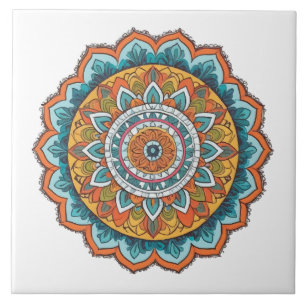 mandala of various colours ceramic tile