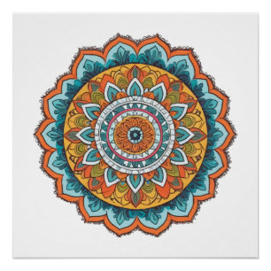 mandala of various colours poster