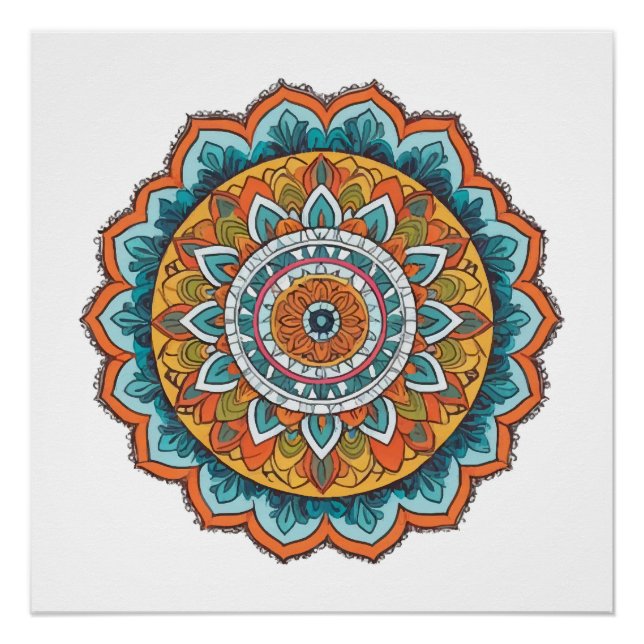 mandala of various colours poster (Front)