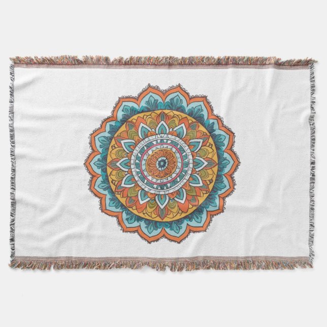 mandala of various colours throw blanket (Front)