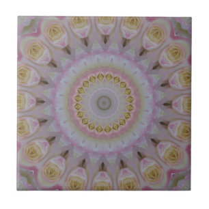 Mandala Of Yellow Roses Ceramic Tile