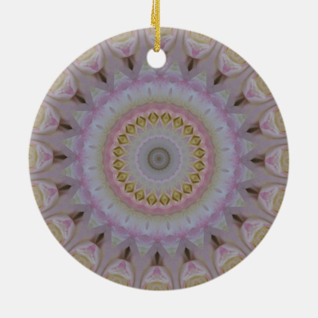 Mandala Of Yellow Roses Ceramic Tree Decoration (Back)