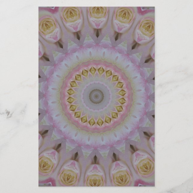 Mandala Of Yellow Roses Stationery (Front)
