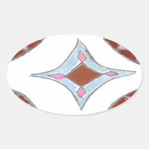 Mandala Oil Painting Art Print Oval Sticker