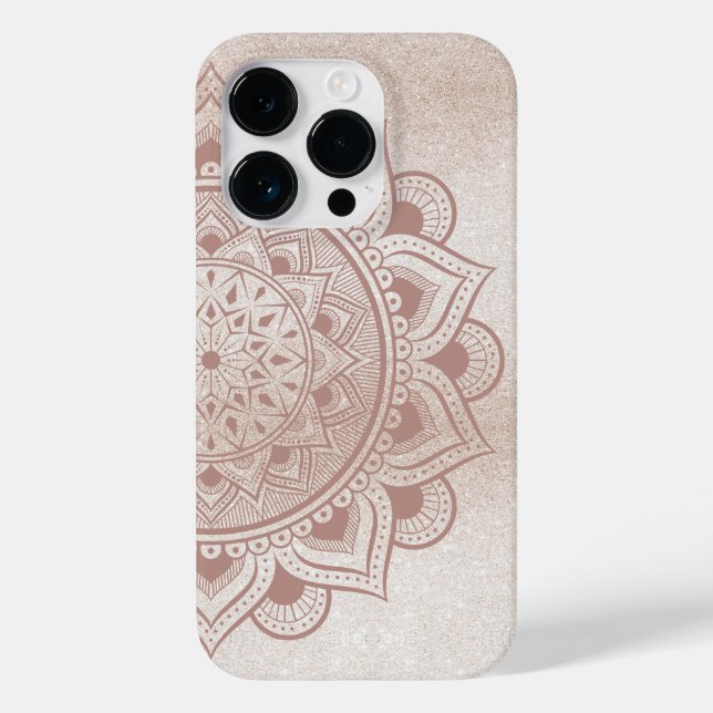 Mandala Om Glitter Rose Gold Dusty Pink Yoga Yogi Case-Mate iPhone Case (Back)