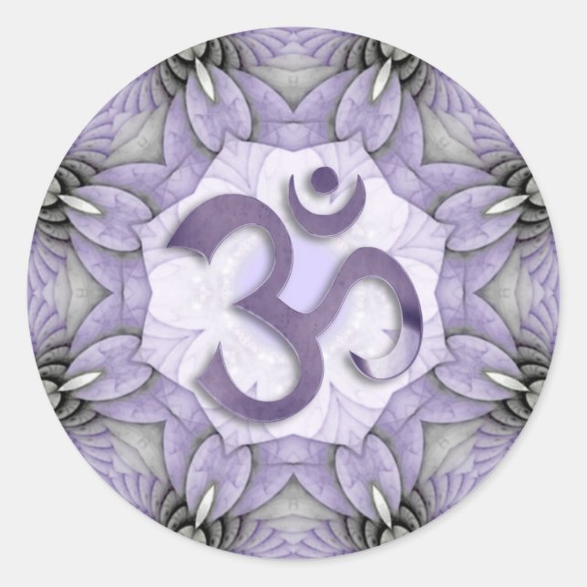 MANDALA OM - violet Classic Round Sticker (Front)