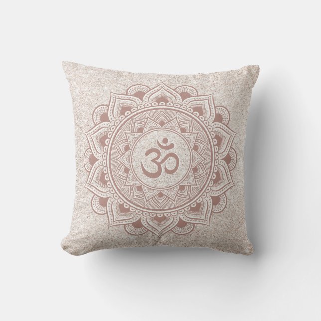 Mandala Om Yoga Harmony Girly Modern Yogi Studio Cushion (Front)
