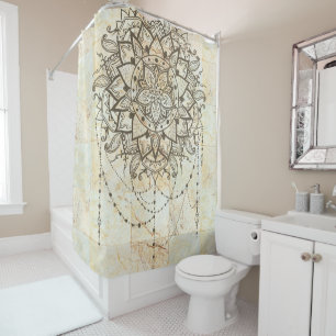 Mandala on Marble Shower Curtain