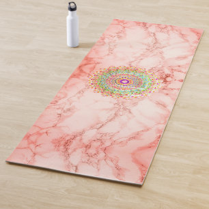 Mandala on Pink Marble Yoga Mat