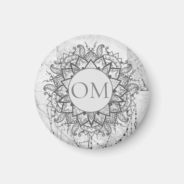 Mandala on Silver Marble  Magnet (Front)